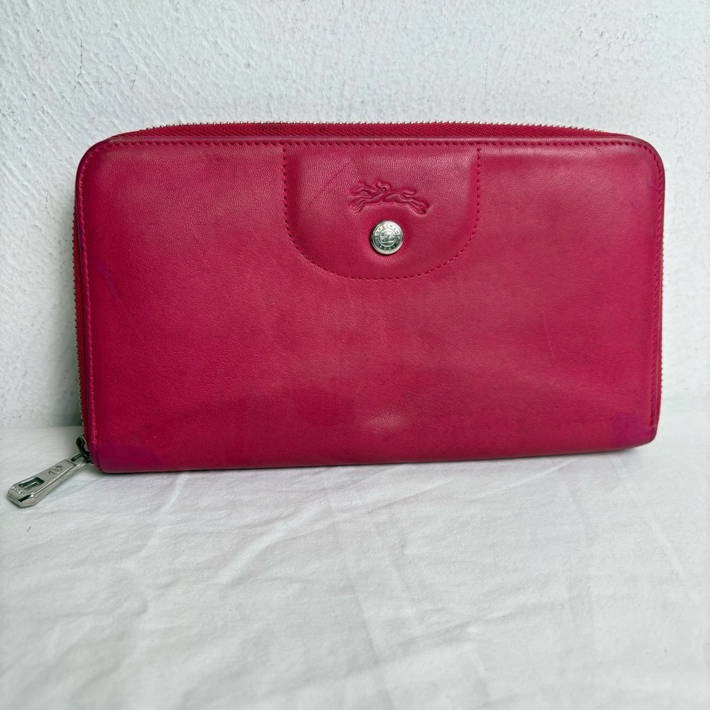 LONGCHAMP Pink Leather Bifold Wallet * flaws* - Picture 3 of 16